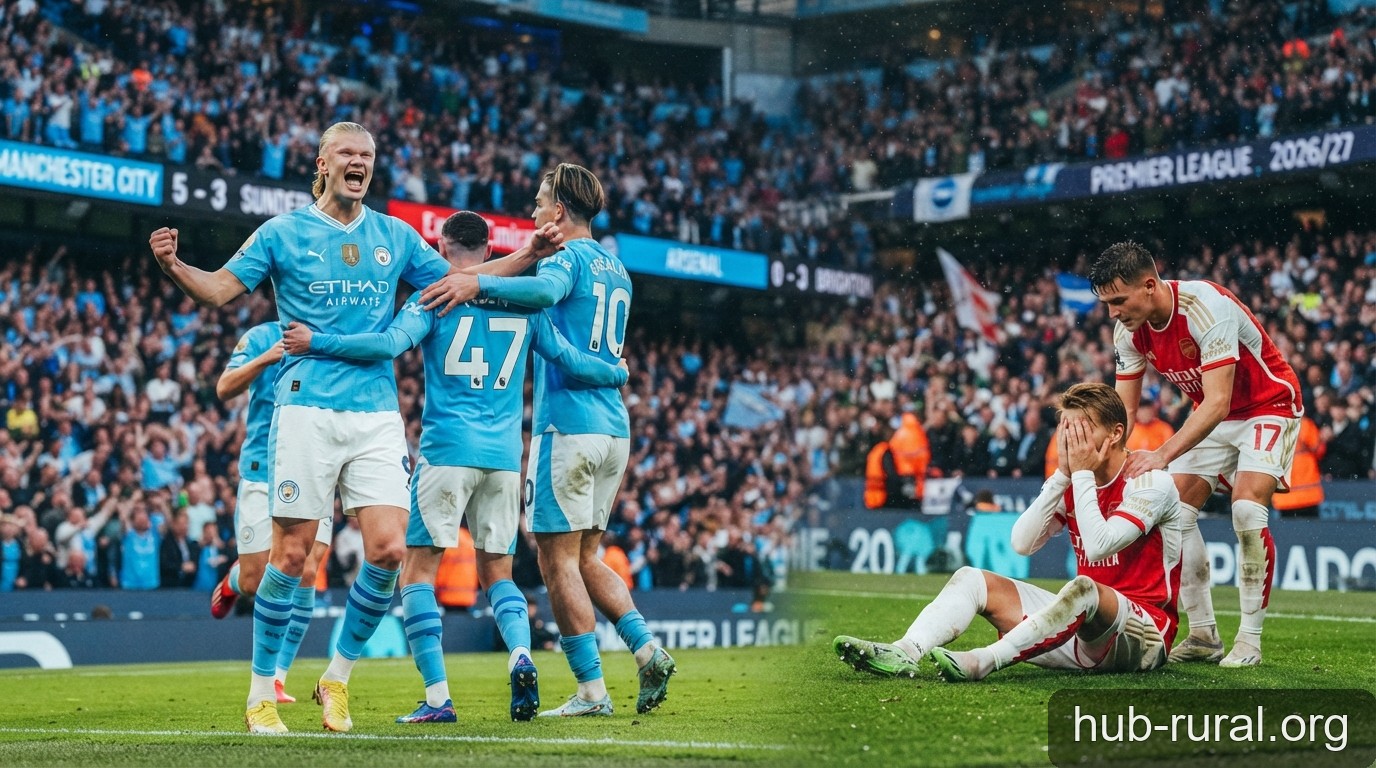 Ngoại hạng Anh 2026/27: Arsenal sảy chân, Man City chiếm ngôi đầu sau màn rượt đuổi tỷ số điên rồ